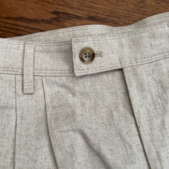 Banana Linen-Blend Wide-Leg Pleated Trouser- Size 10 - Picture 7 of 12